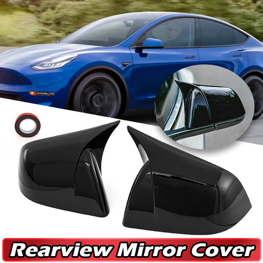 Smooth Black Wing Side Mirror Cover Assembly for Tesla for Model Y 2021-2023