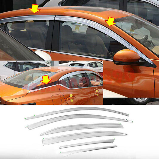 for Nissan 2020-2023 Sentra Chrome ABS Window Visor Vent Shade Sun Rain Guard 6x
