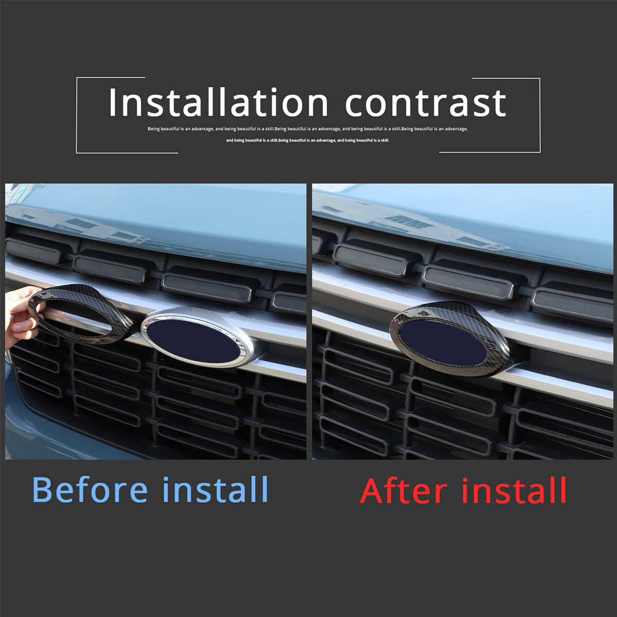 2-Piece Carbon Fiber ABS Badge Ring Cover Decoration  for ford  Maverick 2022-2024