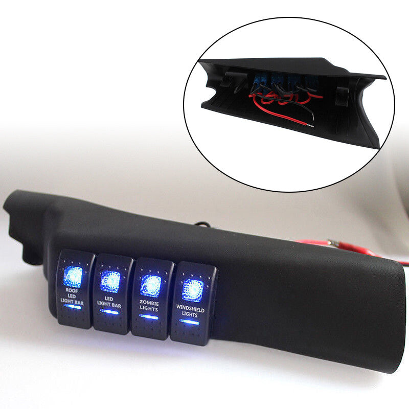 US Left Side A-Pillar 4 Rocker Switch Pod Panel Fit for Jeep for Wrangler JK 11-18¡Á1 v