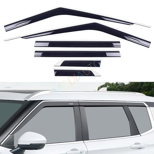 for Mitsubishi Outlander 2022-24 chrome+black Window Visor Vent Sun Rain Guards