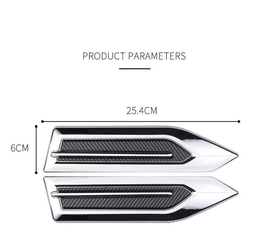 Chrome Car SUV Air Flow Fender Side Vent Decoration Sticker Accessories 2Pcs