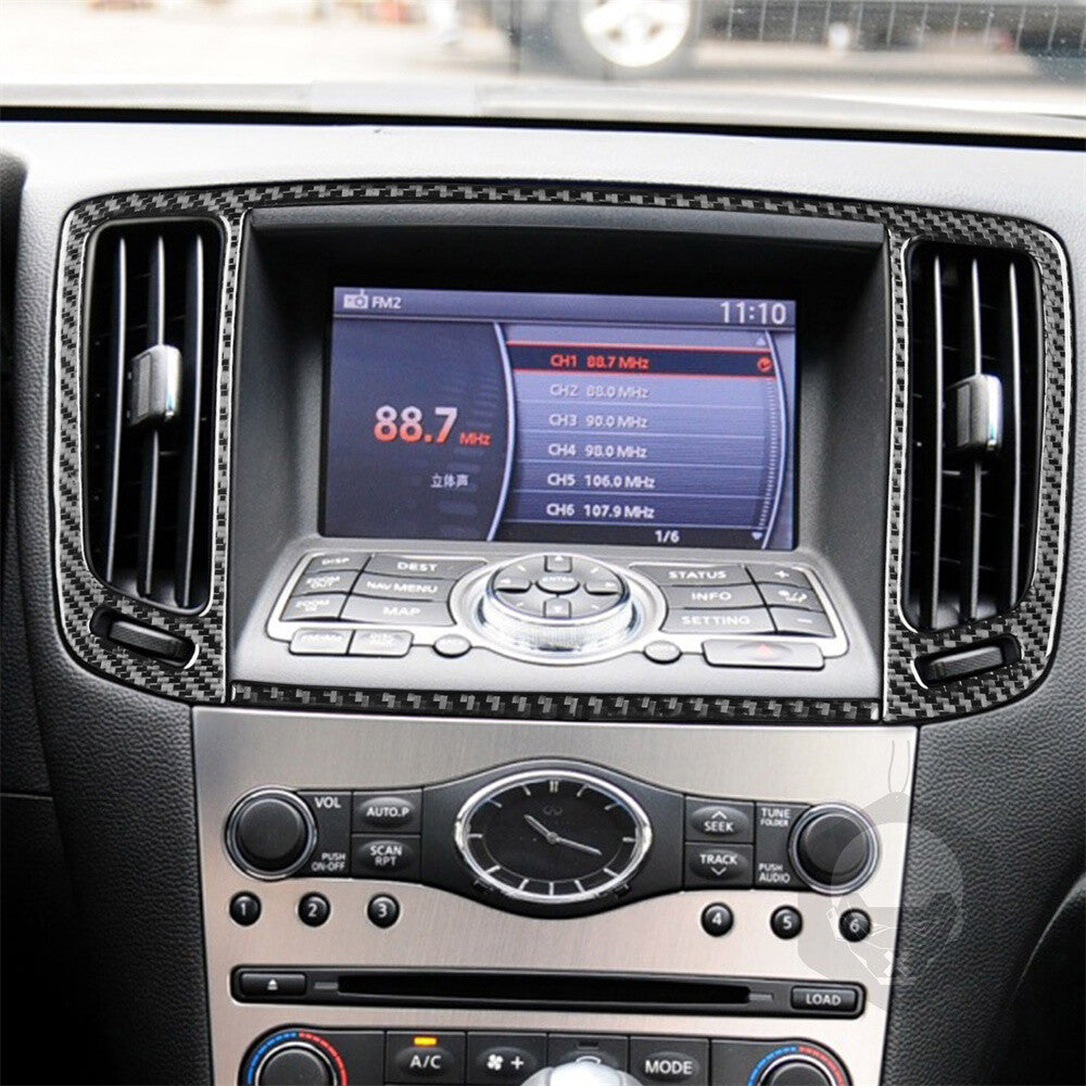 Carbon Fiber Center Air Vent Outlet Panel Cover for Infiniti G37 Sedan 2007-2013