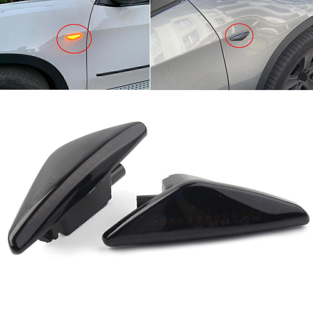 for BMW F25 E70 E71 X3 E72 X5 X6 Black Dynamic LED Side Marker Turn Signal Light