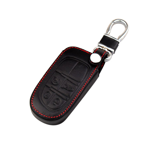 Black Leather Car Key Fob Case Cover for Jeep Grand Cherokee Accessories Kit