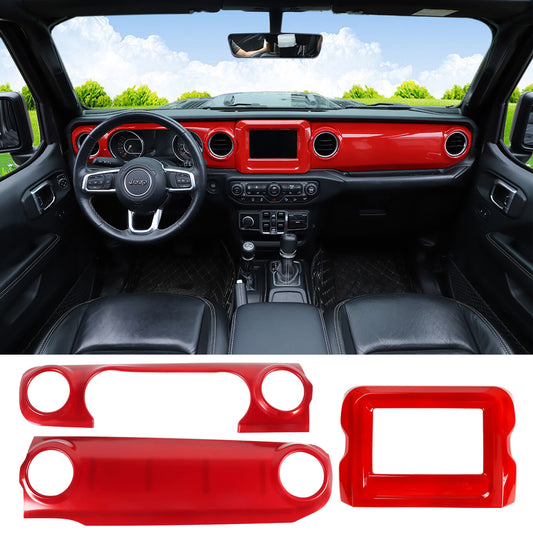 Red Center Console Dashboard GPS Navigation Trim for Jeep for Wrangler JL 2018-2022