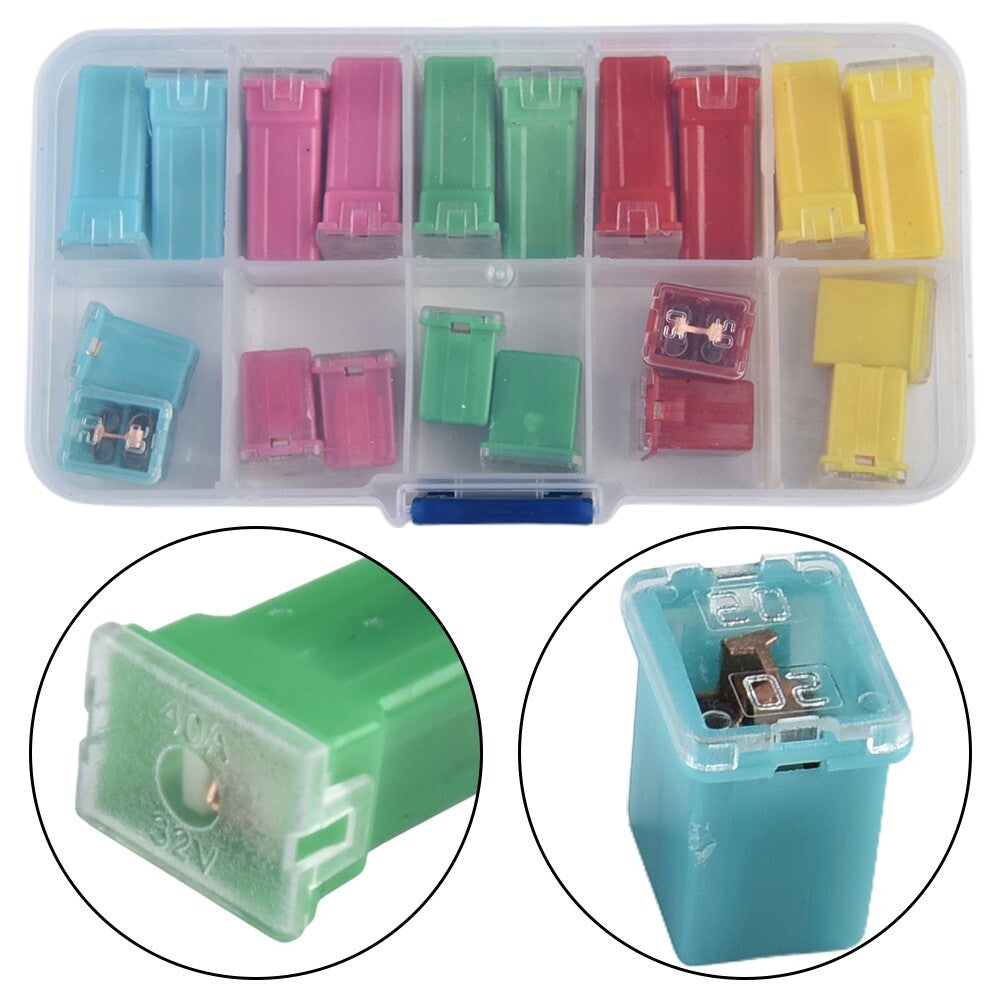 20Pcs Fuses Pack Kit 20A,30A,40A,50A,60A Car Auto Van Square Assortment Fuse New v