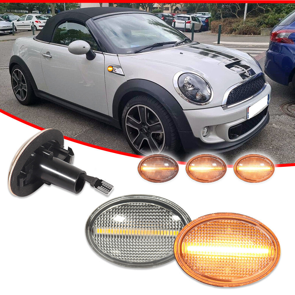 Sequential LED side marker light suitable for Mini Cooper S R55 R56 R57 R58 R59 transparent lens- v