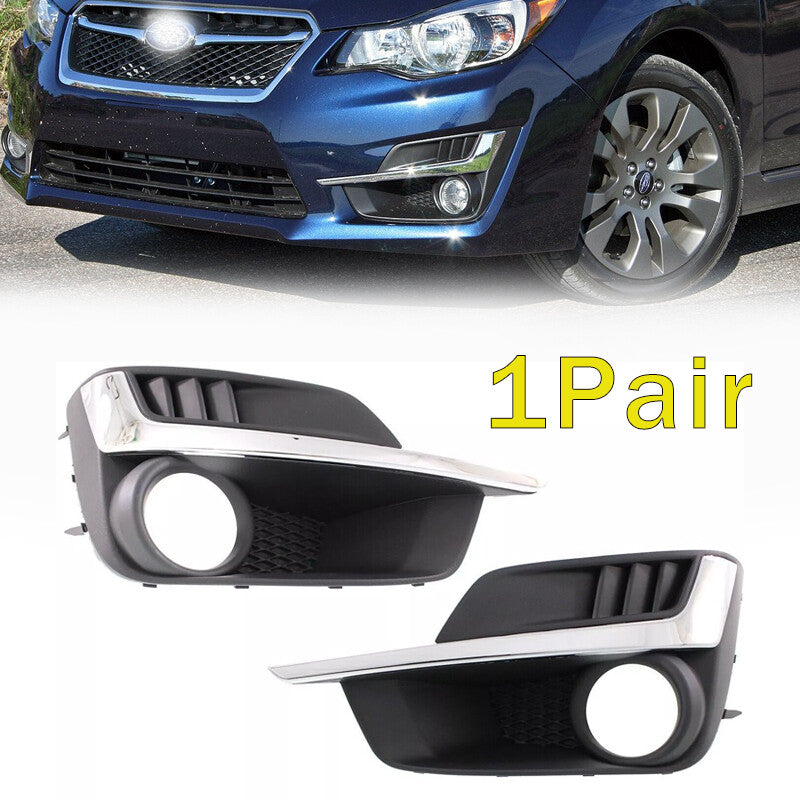 Front Chrome Black Fog Light Bezel LH RH Kit Pair for Subaru Impreza New