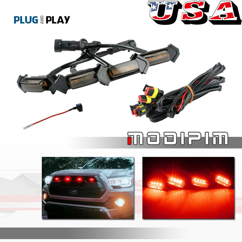 style front grille lighting kit red LED lights for 2016 - 2019 for Tacoma - v