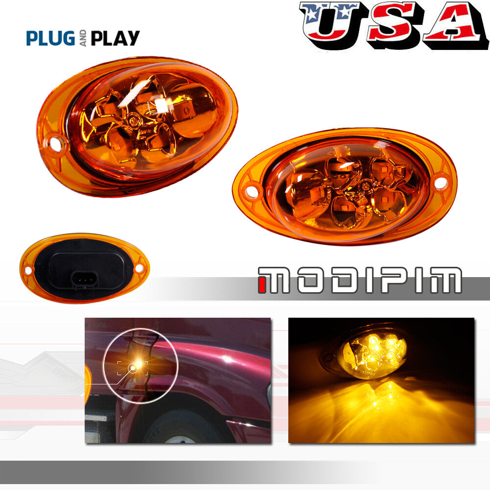 for Freightliner Cascadia 08-17 Amber Lens LED Cab Side Marker Light 5SMD- v