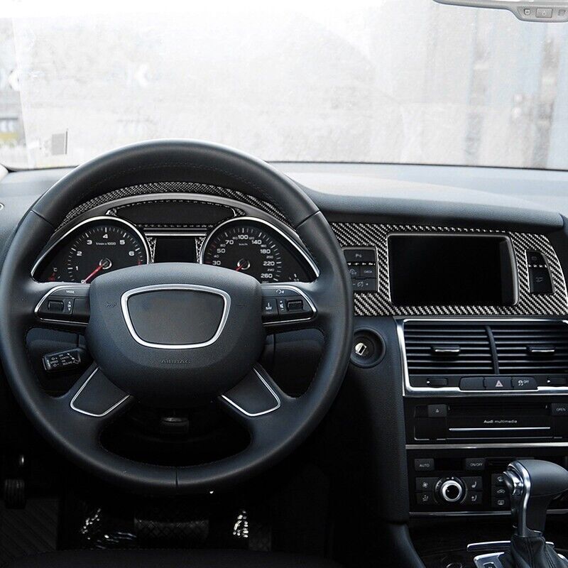 Real Carbon Fiber Car Dash Instrument Cover Trim Fit for Audi Q7 2005-2015 4PCS