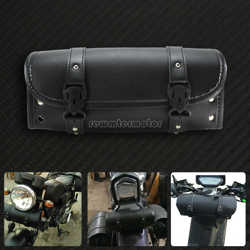 Motorcycle Handlebar Sissy Bar Saddlebag Roll Barrel Tool Bag Fit for Harley Q
