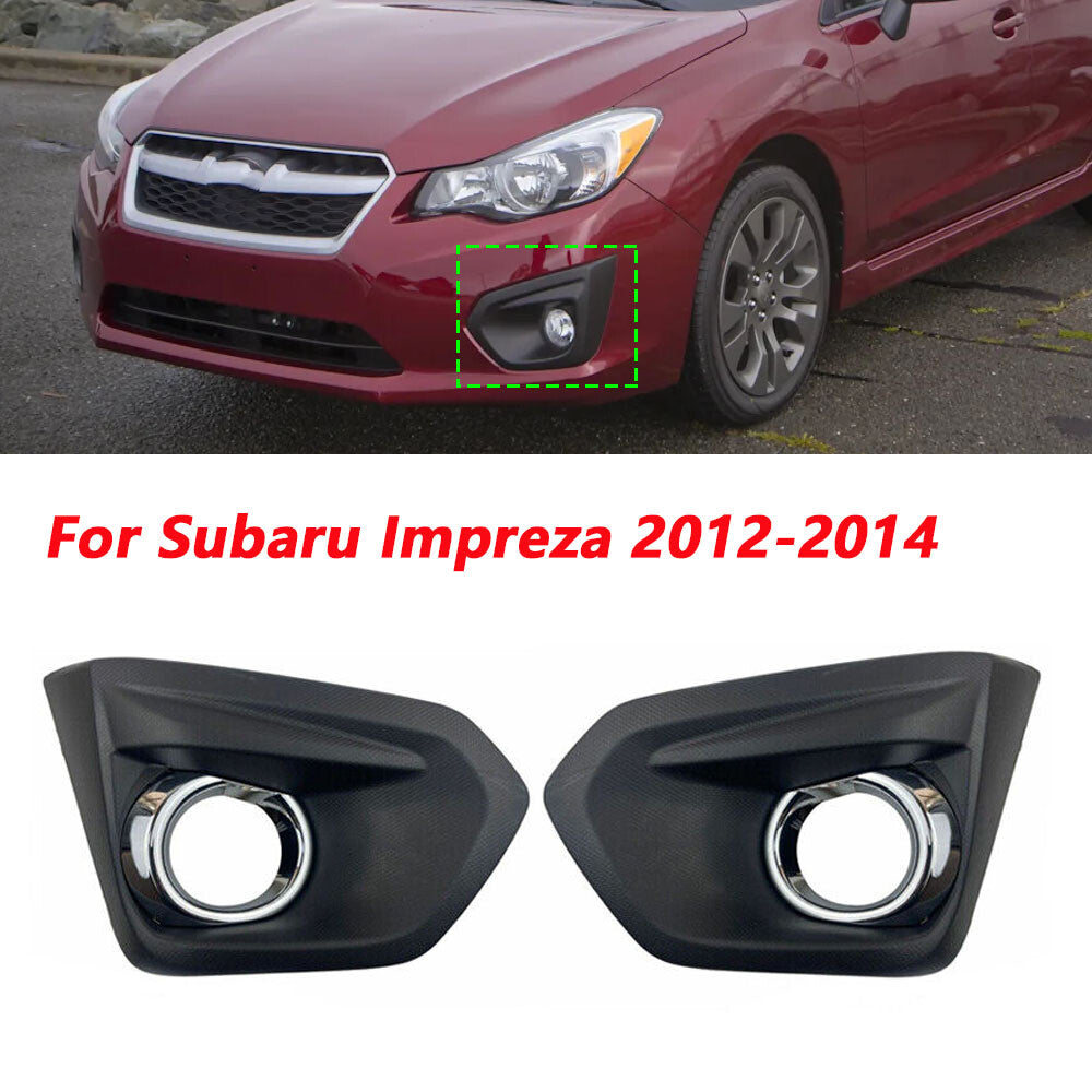for Subaru Impreza 2012-2014 Front Fog Light Bezel Set W/Glossy Black Trim Pair v