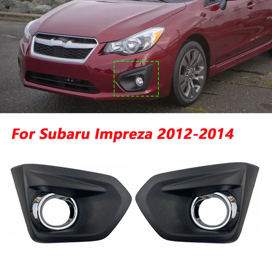 for Subaru Impreza 2012-2014 Front Fog Light Bezel Set W/Glossy Black Trim Pair v