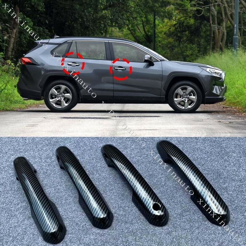Carbon Fiber ABS Side Door Handle Moulding Cover Trim for Toyota RAV4 2019-2022