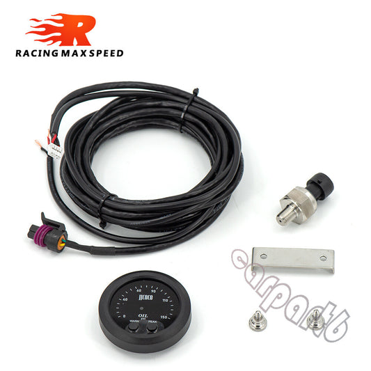 52mm Auto Electronic Oil Pressure Gauge Ultra-Thin with 1/8 Npt Sensor 0-150psi Q