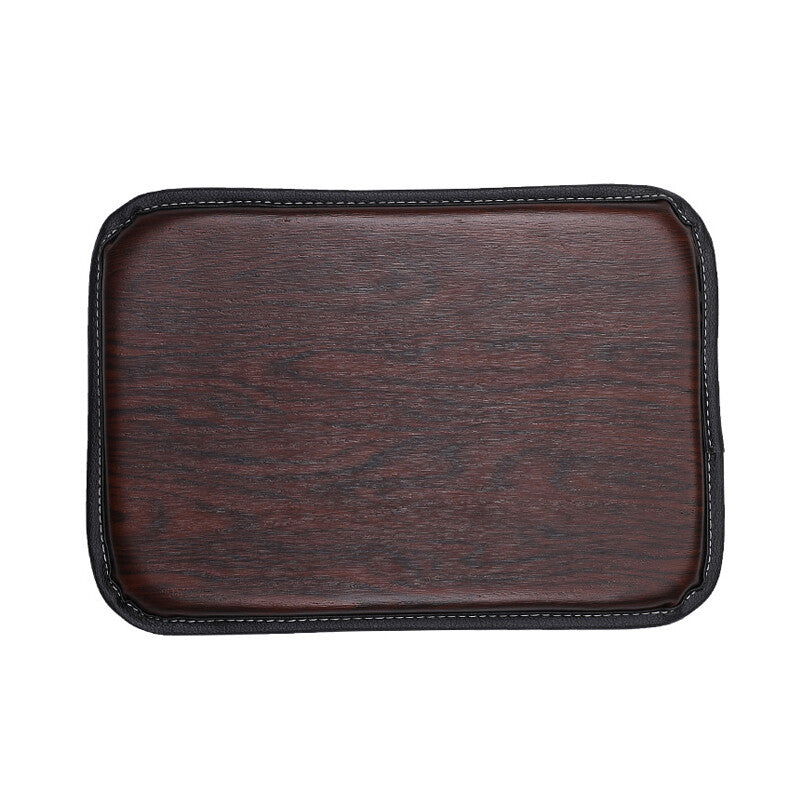 PU Leather Wood Grain Car Auto Center Console Armrest Box Protective Cover v