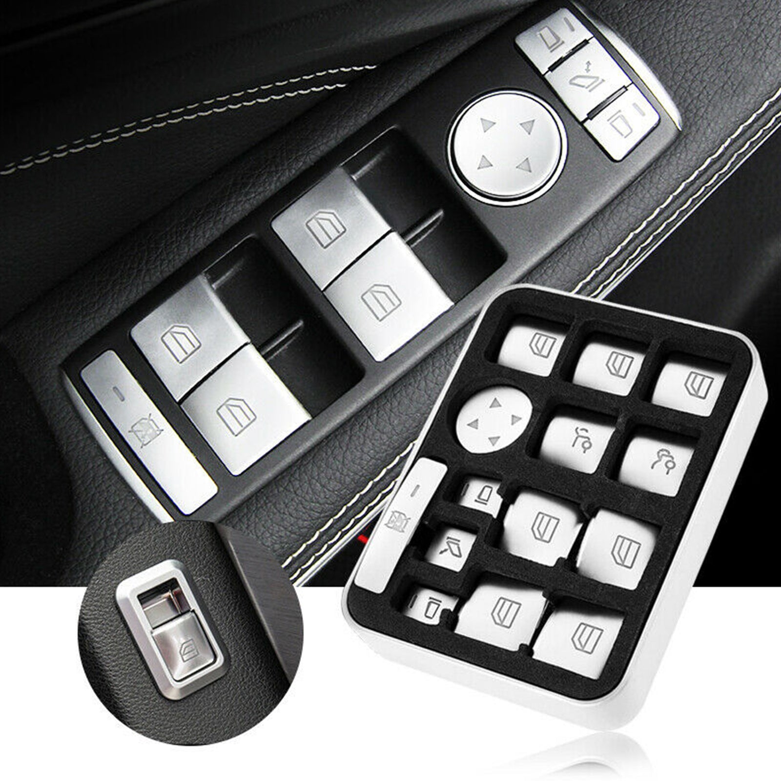 Car Door Armrest Window Switch Button Cover Trim for Mercedes for Benz E C-Class GLK