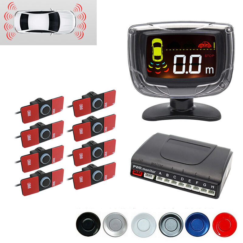 12V 8-probe parking sensor dual-core dual-LCD display car SUV alarm system kit - n