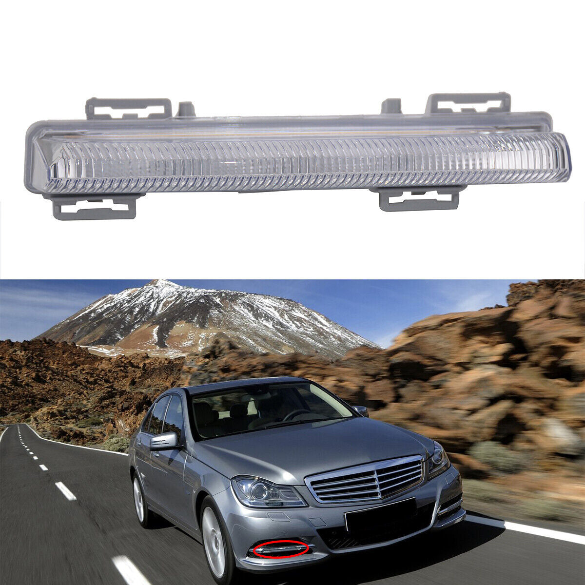 Right LED Daytime Running Light Fog Lamp for Benz C-Class W204 W212 2007-2016