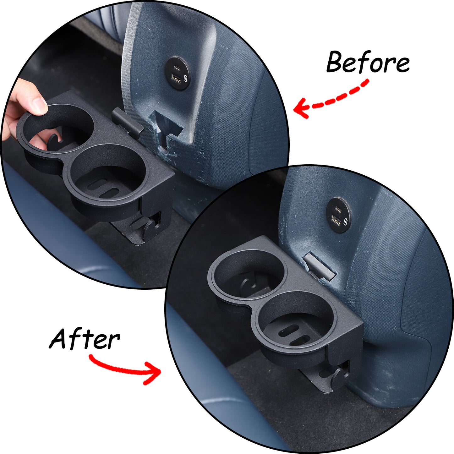 For Maverick 2022-2024, center rear extended cupholder with padded support. n