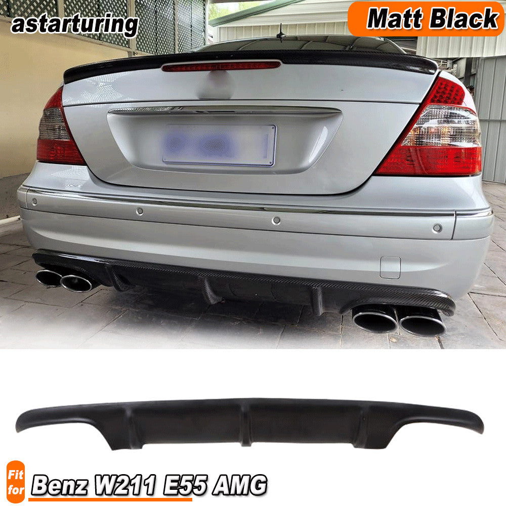for Benz E-class W211 E55 Sedan 2003-06 Matt Black Rear Bumper Diffuser Lip