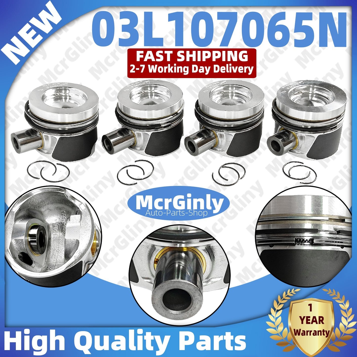 Piston and ring kit #03L107065N for Beetle, for Jetta , for Passat , for Golf , for Audi A3 2.0T. n
