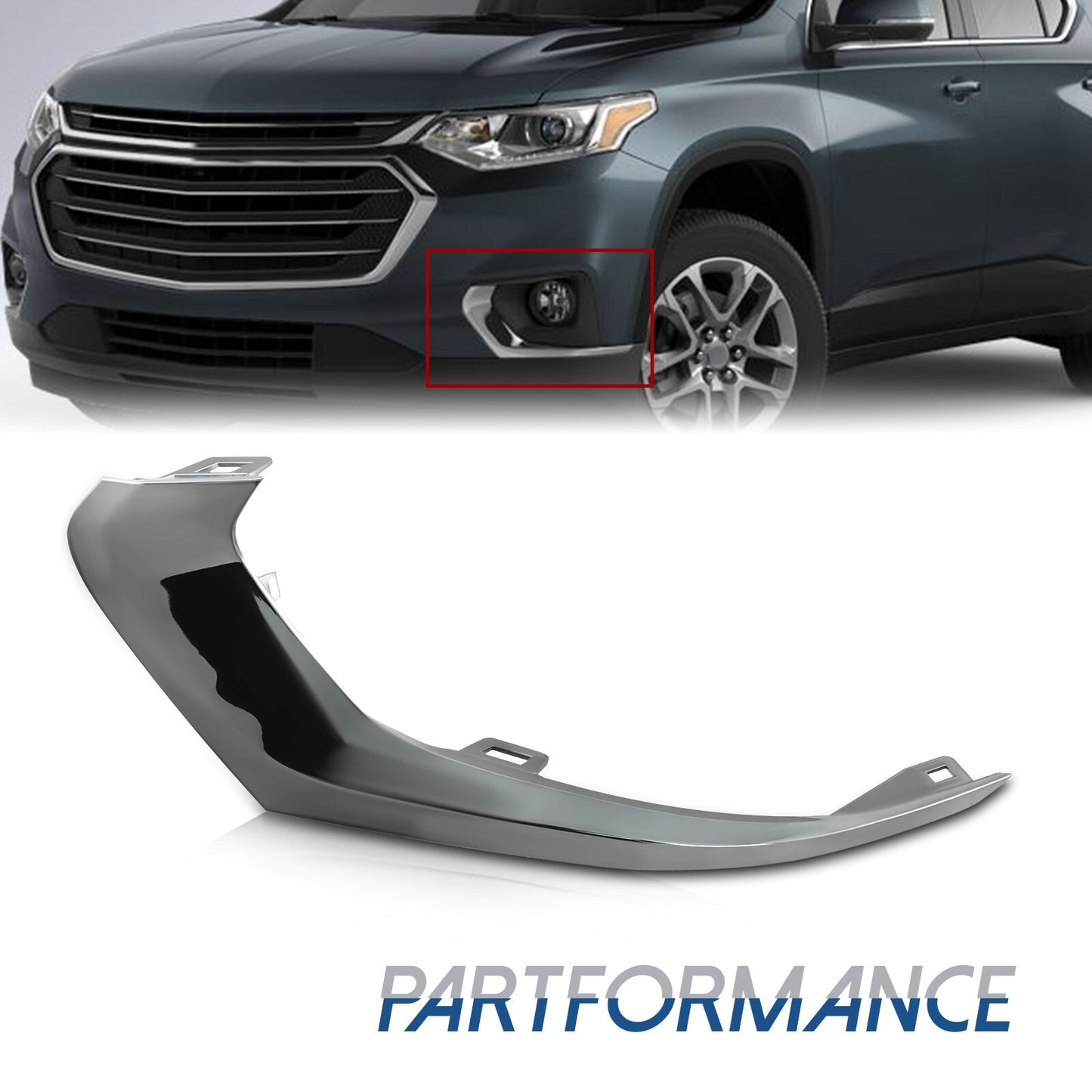 Front Driver Side Fog Light Garnish for 2018 - 2020 for Traverse Black for CHRome - v