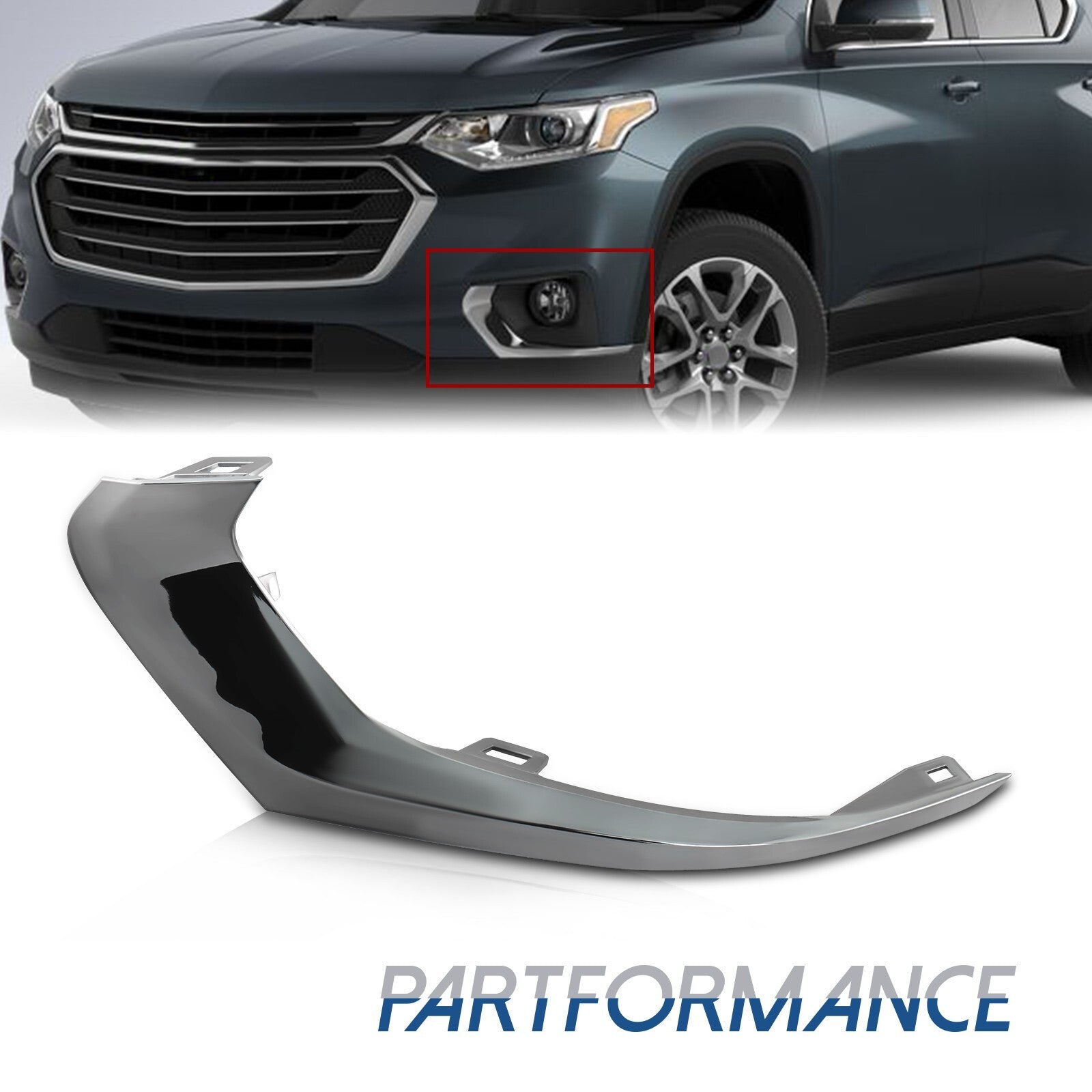 Front Driver Side Fog Light Garnish for 2018 - 2020 for Traverse Black for CHRome - v