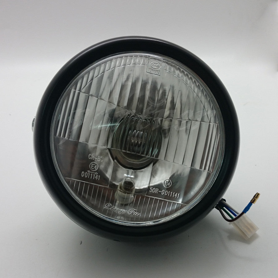 Motorcycle Black Metal Retro Front Headlight For GN125 Cafe Racer Bobber Custom Q