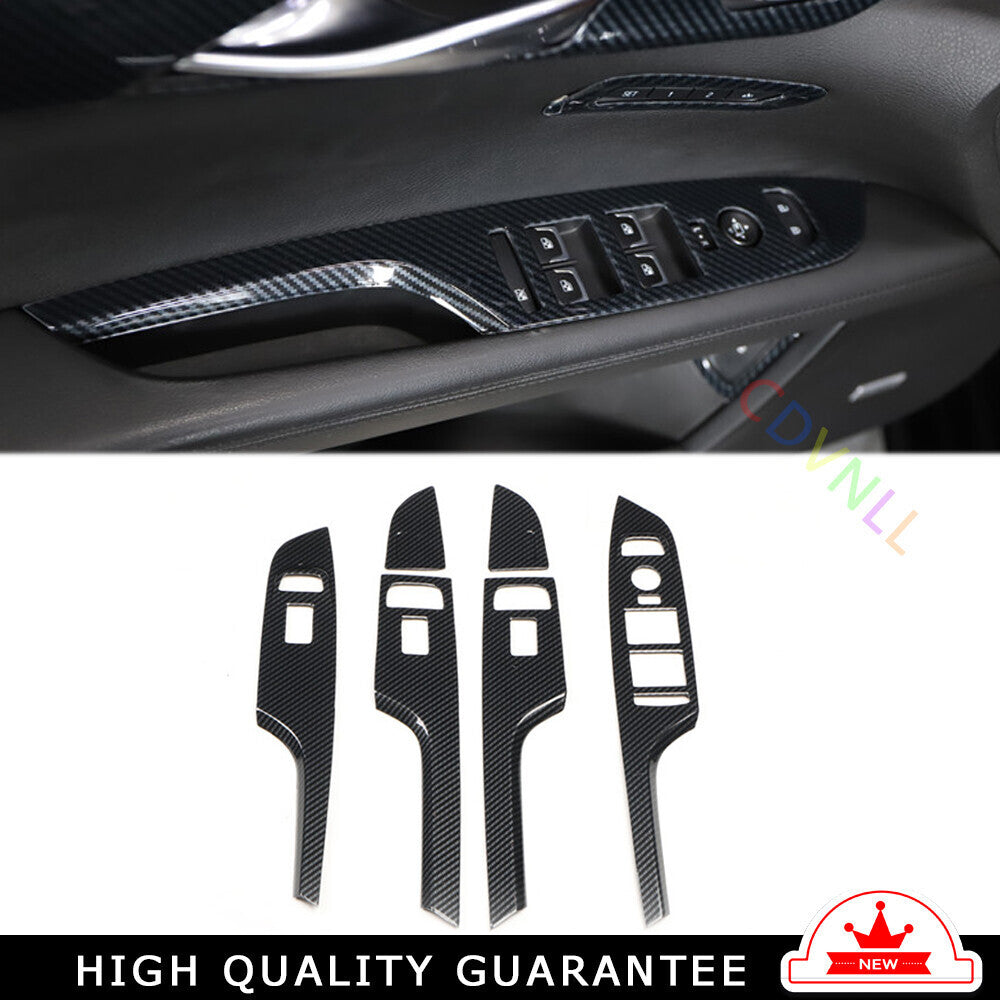 for Cadillac CT6 2016-20 Carbon Fiber Glass Window Lifting Lock Panel Cover Trim