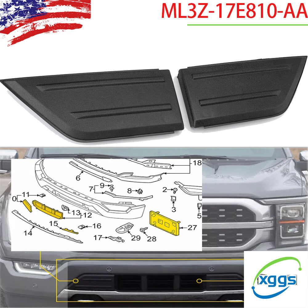 2-Piece Front Panel Bumper Corner Cover Trim for 2021-2023  for ford  F150 ML3Z-17E810-AA