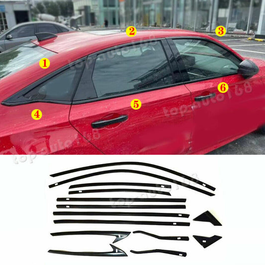 for Honda for Civic 22-2023 Black Steel Window Sill Trim Molding Cover Strip trim14