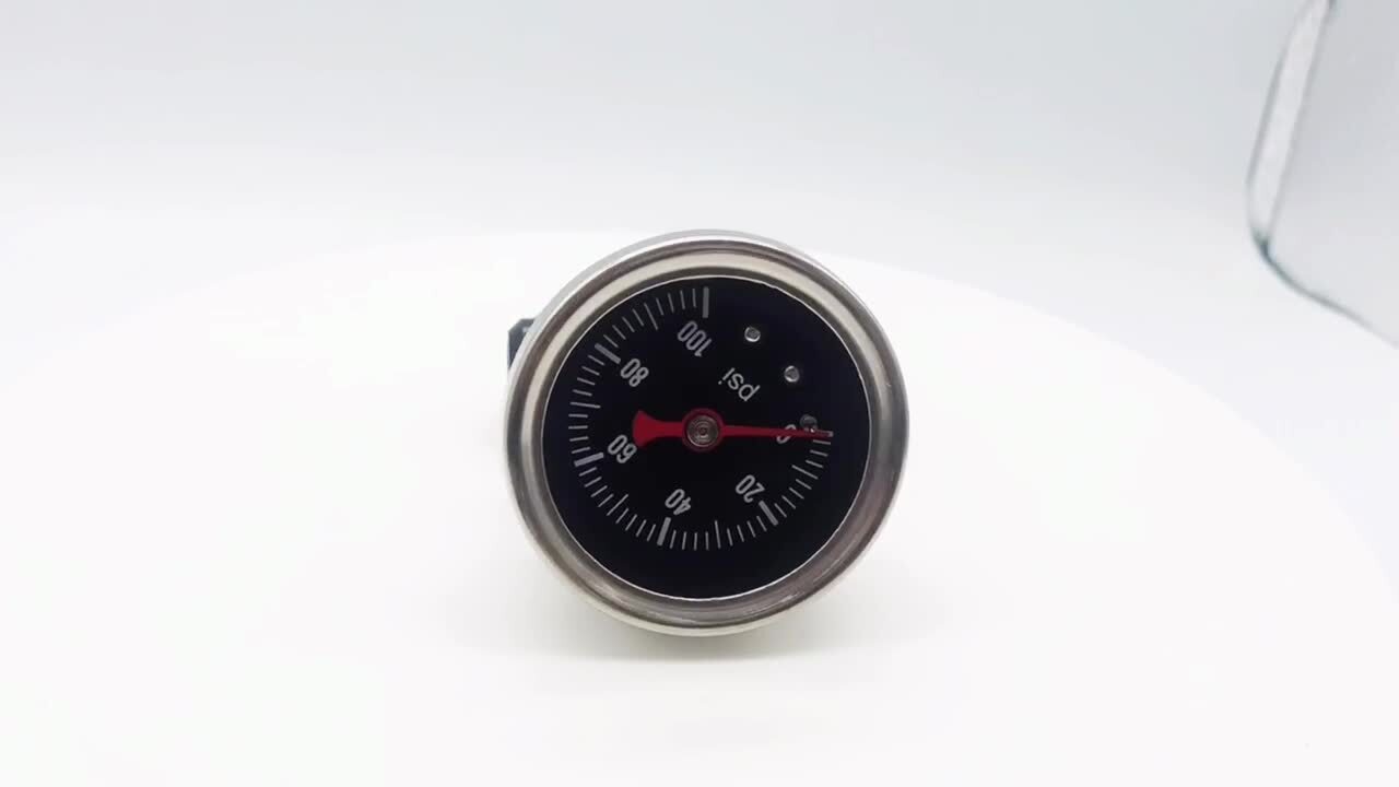 0-100 PSI Pressure Gauge 1/8 NPT Liquid With AN 6 Adapter Fuel Pressure Gauge
