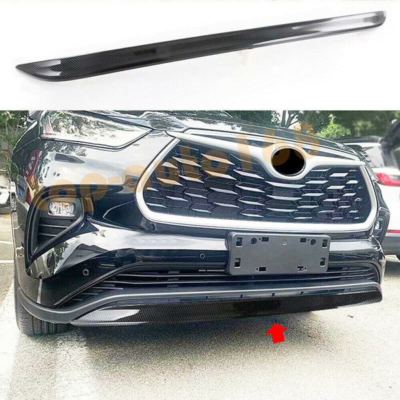 Carbon Fiber ABS Front Bumper Bottom Molding Trim for Toyota Highlander 2020-23