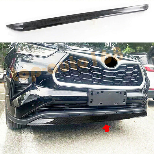 Carbon Fiber ABS Front Bumper Bottom Molding Trim for Toyota Highlander 2020-23