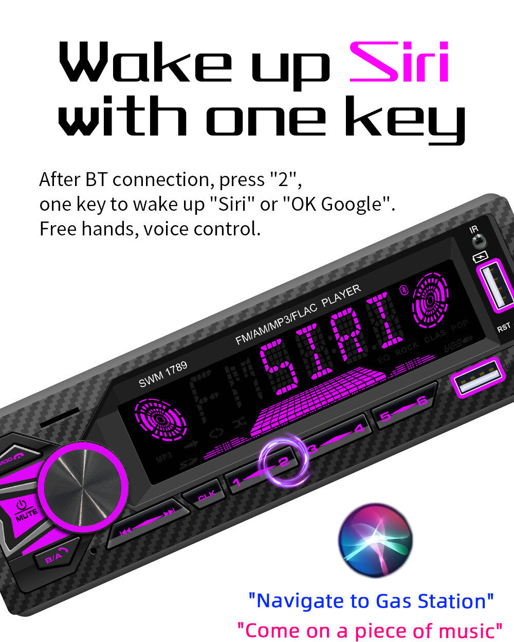 Car Radio Audio Single DIN Bluetooth Stereo MP3 Player FM Receiver Built-in Kit n