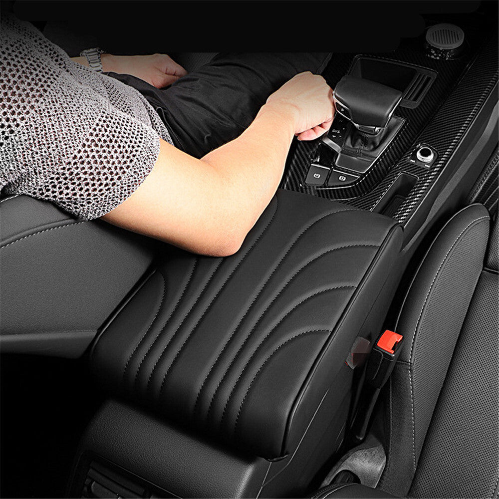 Armrest Cushion Center Console Storage Box Cover Pad PU Leather Car Accessories Q