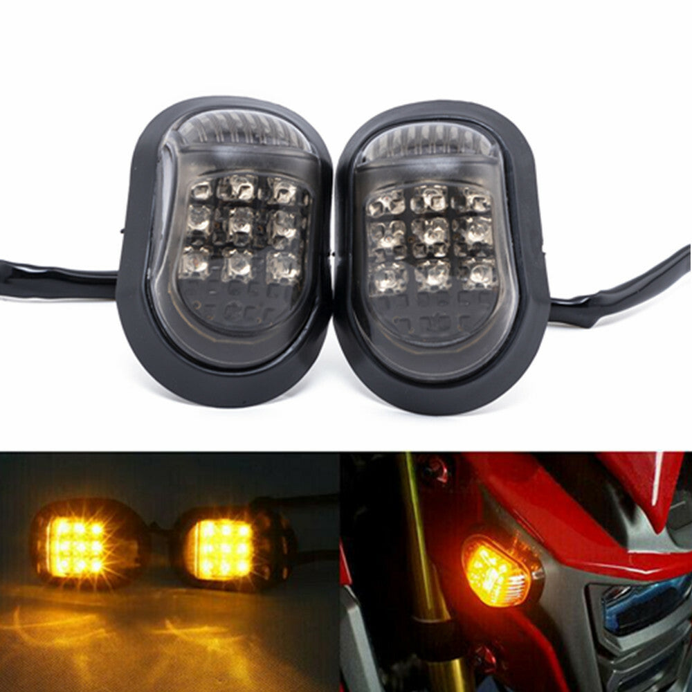 2x 12V Amber Motorcycle 9 LED Flush Mount Turn Signals Indicators Blinker Light Q