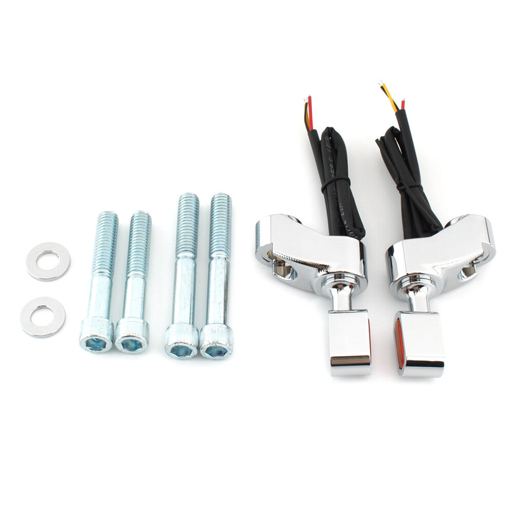 Front Fitk Turn Signal Indicator Light Lamp Chrome+Orange Fit for Harley FXR 1987-00 Q