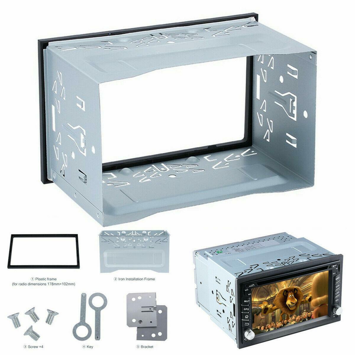 Metal Fascia frame kit for dashboard mounting (2DIN) suitable for car radio, DVD, and stereo installation. n
