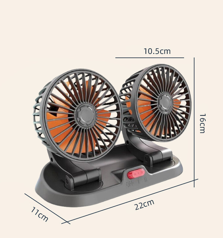 24V Dual Head Car Fan-2 Speeds with Strong Airflow 360¡ã Rotation Vehicle Cooling