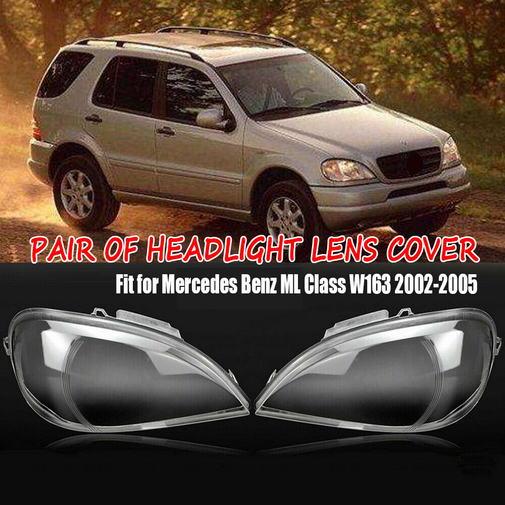 2-piece headlight cover transparent lens cap for Mercedes-Benz W163 ML-Class (2002-05-)
