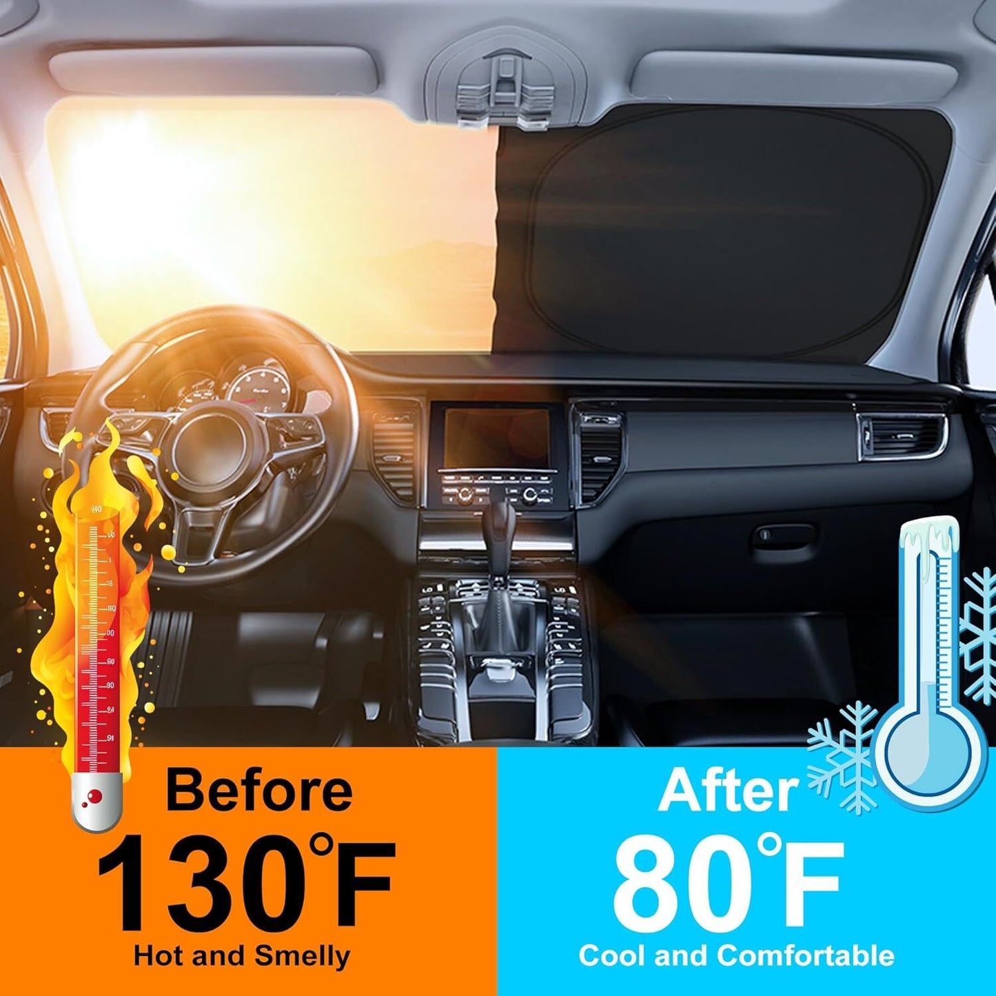 Custom Fit 1996-2025 for Chevy Express Van Front Windshield Sun Shade UV Block Cover