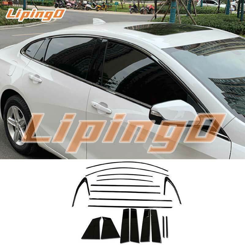 For Malibu 2016-24 Gloss Black Steel Window Molding Trim Cover Strips n
