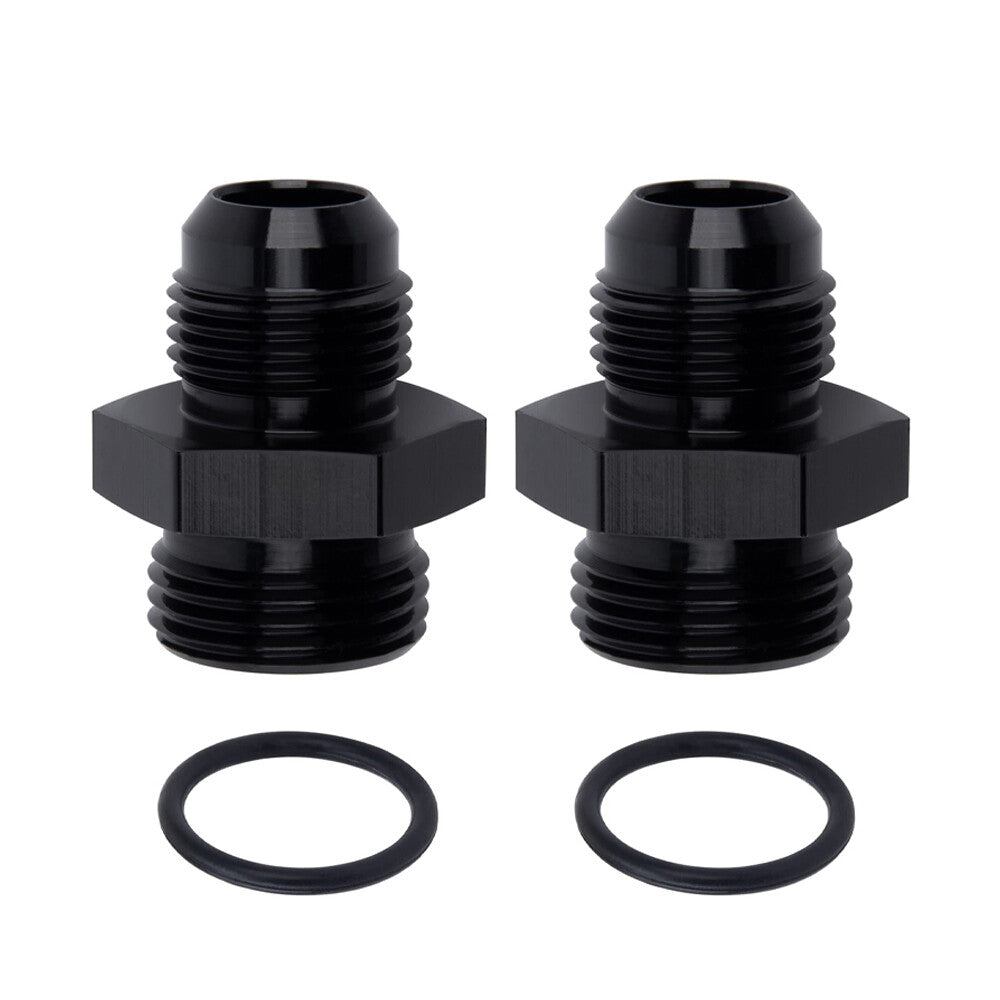 2Pcs 10AN AN10 Flare to 8AN AN8 ORB Male Fuel Rail O-Ring Fitting Adapter Black