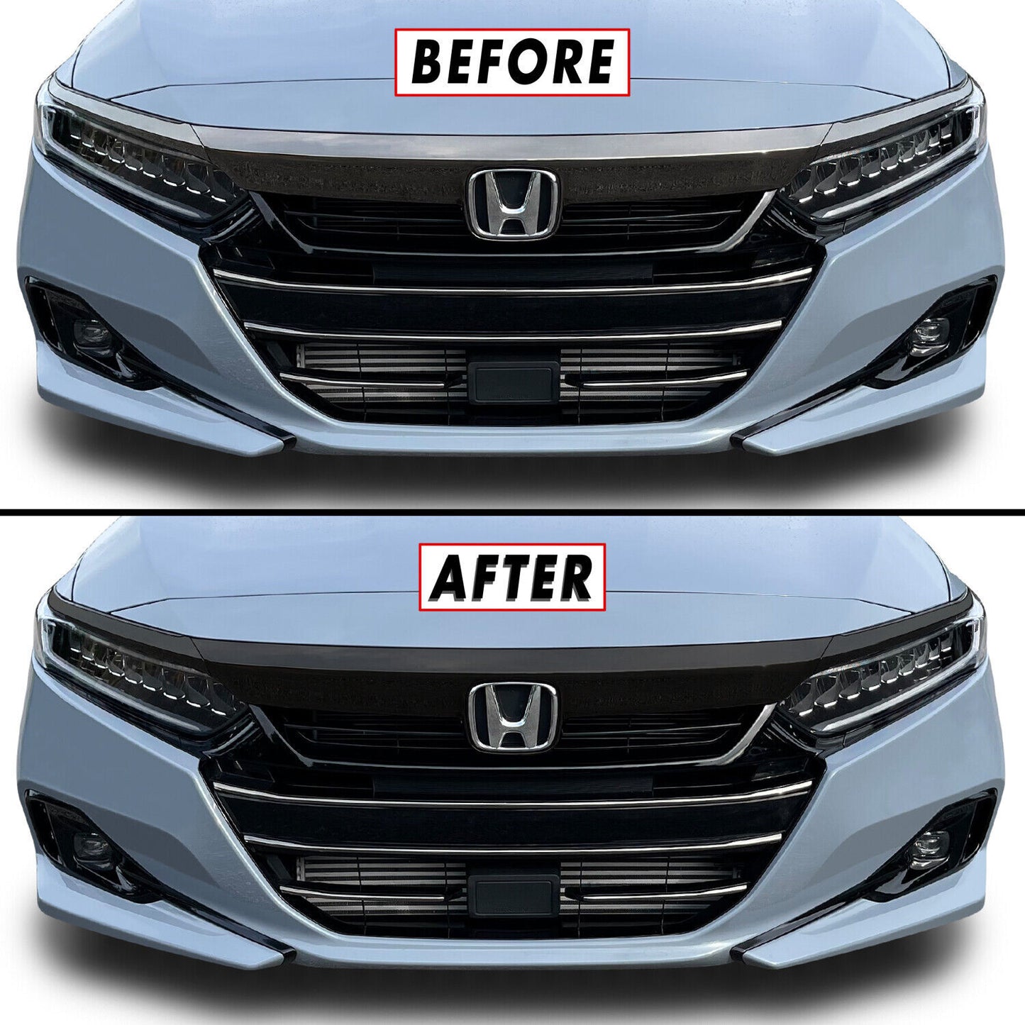 5x Chrome Delete Blackout Overlay for 2021-2022 for Honda Accord Front Grill Trim