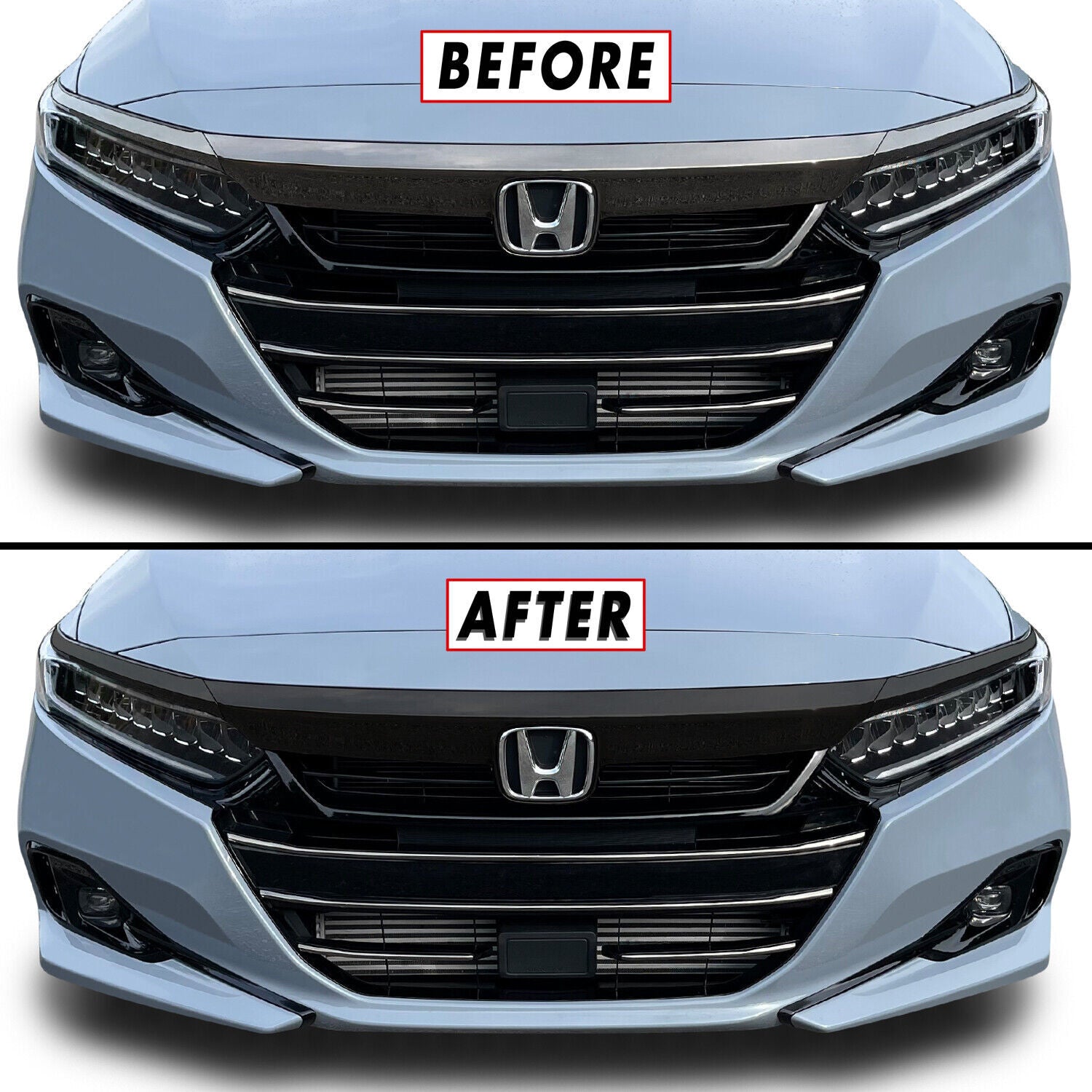 5x Chrome Delete Blackout Overlay for 2021-2022 for Honda Accord Front Grill Trim