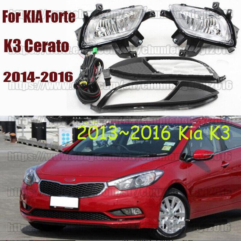 for KIA Forte K3 Cerato 14-16 2pcs Front Fog Lamp Kit w/Bulb Switch Cable Bezel